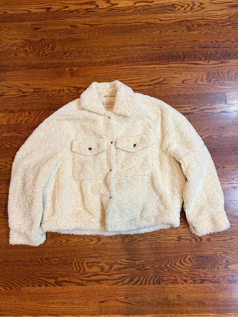 We The Free People Cream Sherpa Teddy Fleece Women’s XL Trucker Jacket